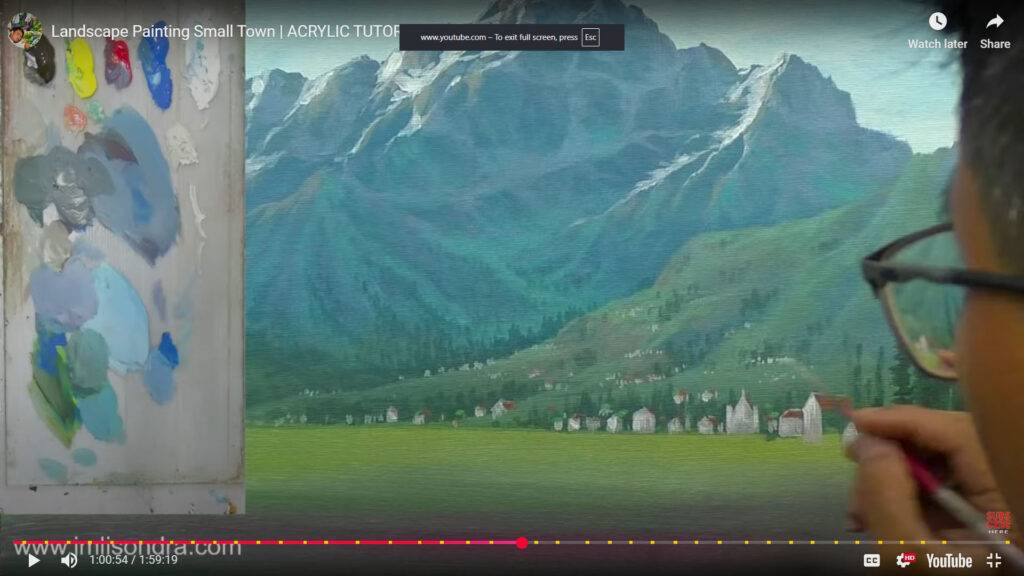 landscape painting small town progress (5) - small houses