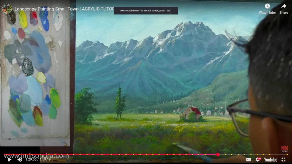 landscape painting small town progress (6)
