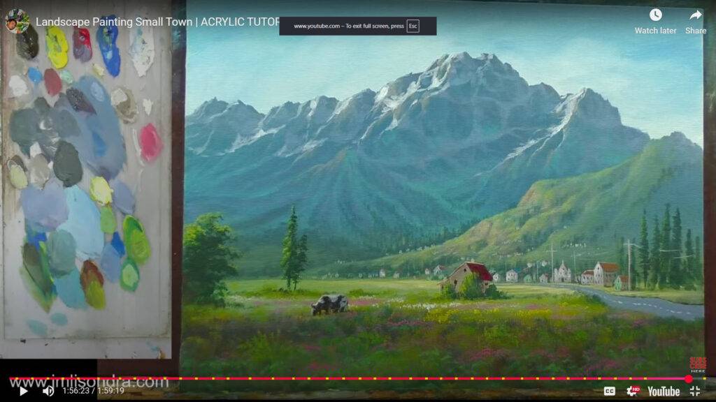 landscape painting small town progress (7)