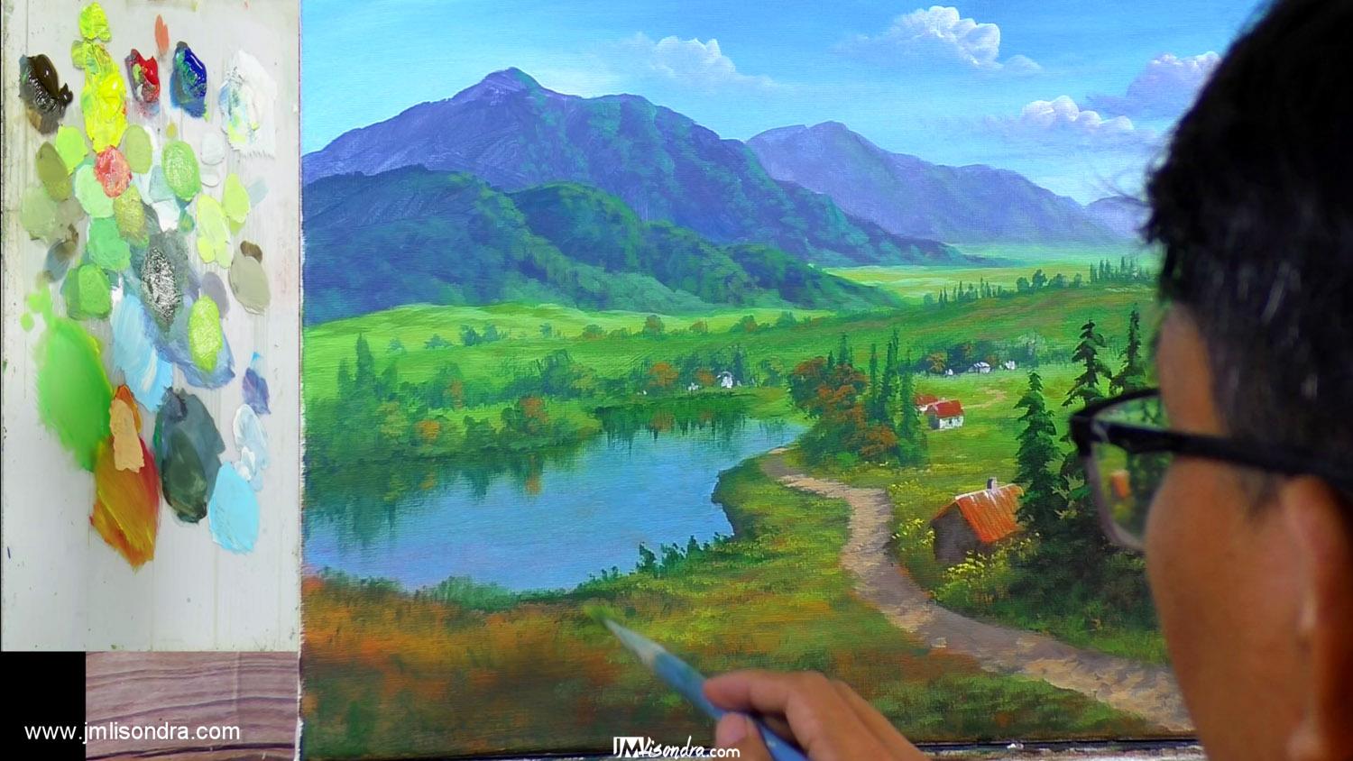 How to Paint Overlooking Lake - Full Step by Step Painting Tutorial in Acrylics 3 How to Paint Overlooking Lake - Full Step by Step Painting Tutorial in Acrylics - Image 3