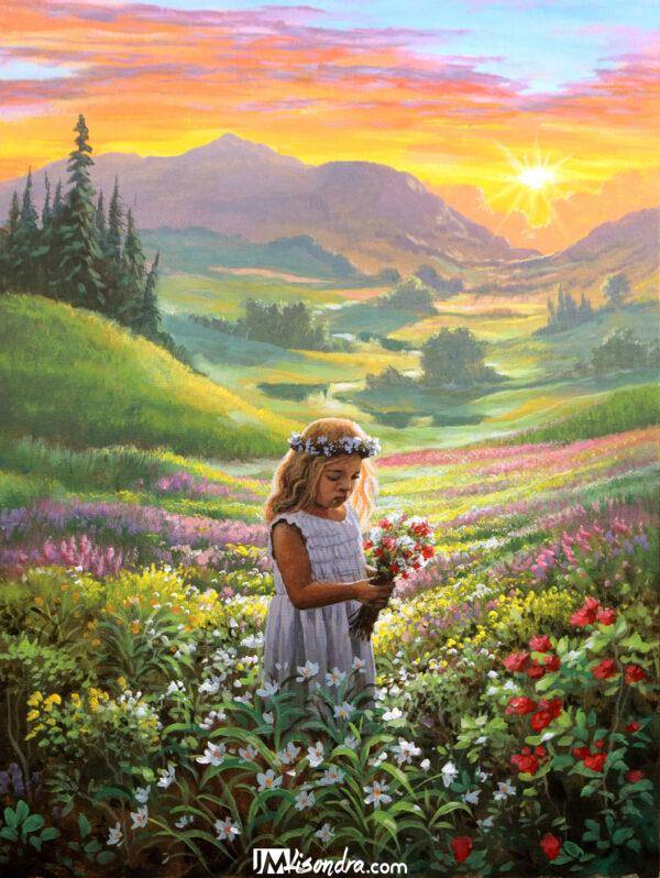 overlooking sunset - adding girl picking flowers - Copy