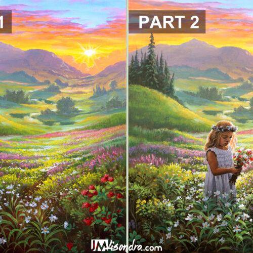 overlooking sunset - adding girl picking flowers - Copy - Copy - Copy