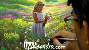 How to Paint Sunset with a Girl Picking Flowers – Full Step by Step Painting Tutorial in Acrylics