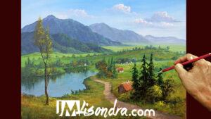 How to Paint Overlooking Lake – Full Step by Step Painting Tutorial in Acrylics