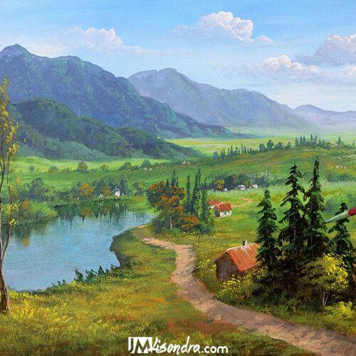How to Paint Overlooking Lake - Full Step by Step Painting Tutorial in Acrylics