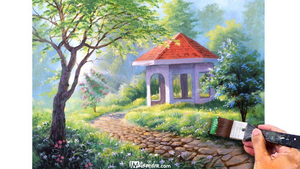 How to Paint White Cottage - Full Step by Step Painting Tutorial in Acrylics