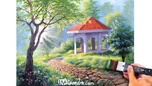 white cottage painting