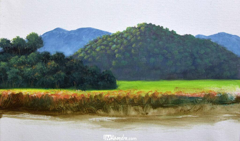 Basic Tutorials for Beginners 12 How to paint forest in the mountain