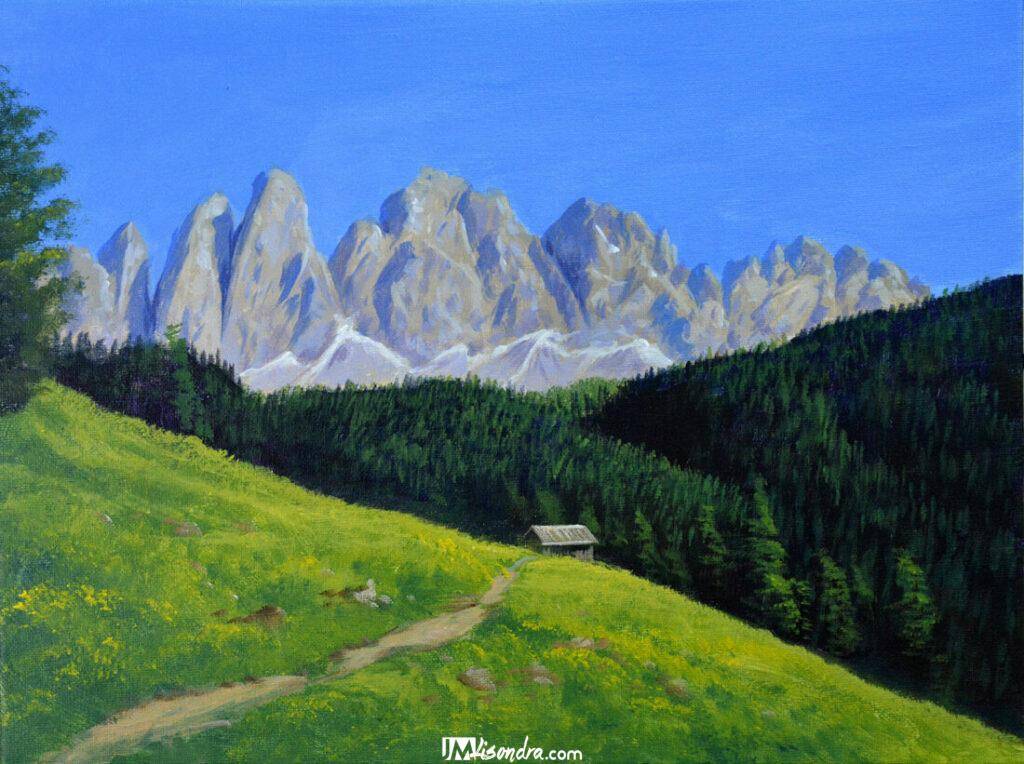 hut in the mountain - painting from basic membership