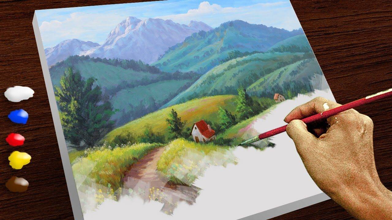 Acrylic Painting Time-lapse – Layered Mountain Landscape | JMLisondra