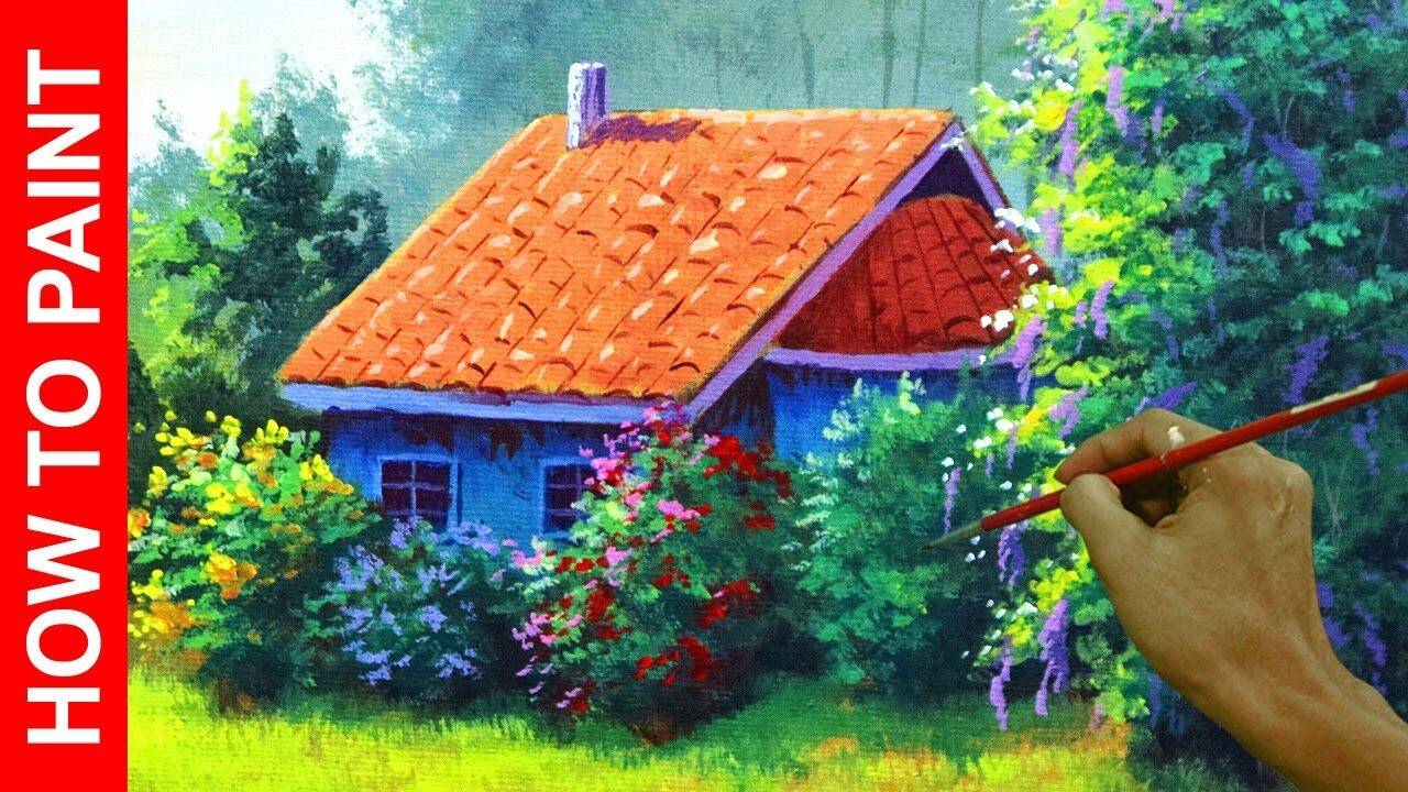 How to Paint House Garden in Acrylics Step by Step | JMLisondra
