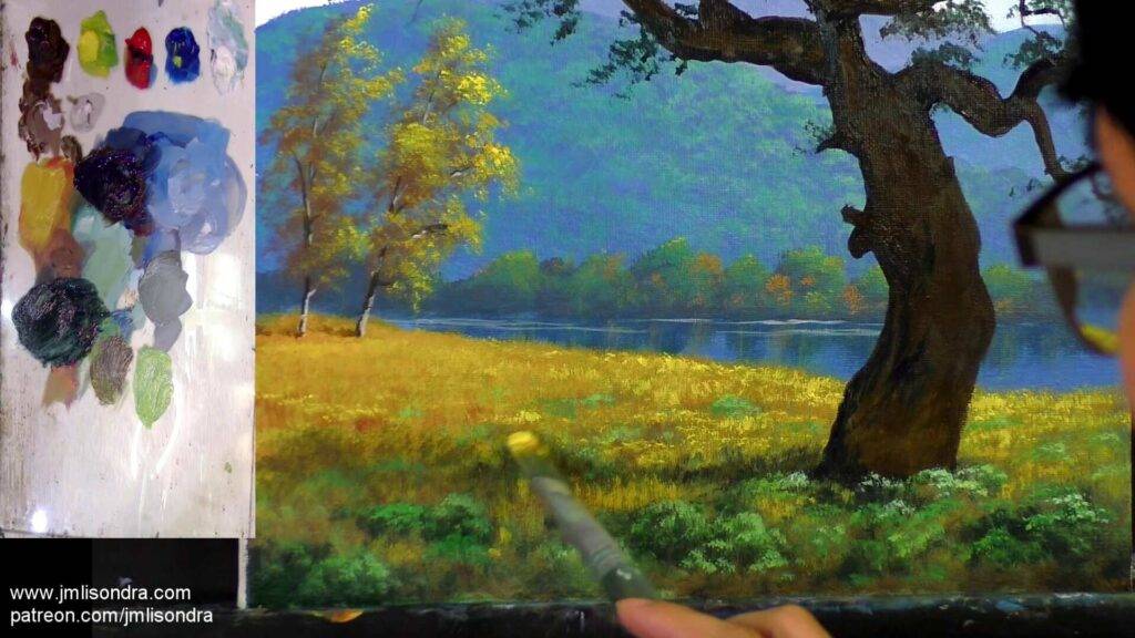 How to Paint a Big Tree in Acrylics – Step-by-Step Tutorial - painting the shades
