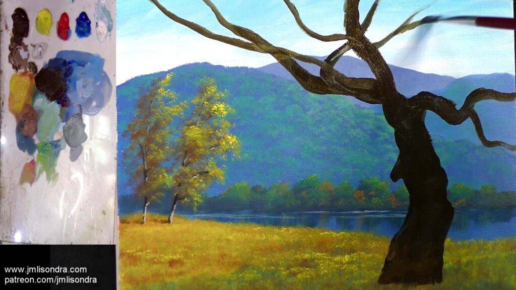 How to Paint a Big Tree in Acrylics – Step-by-Step Tutorial - painting the branches