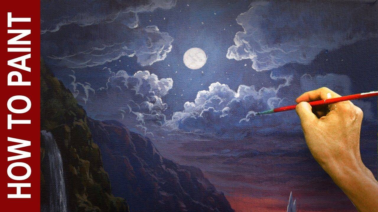 How to Paint Realistic Moon Night in Acrylics – Step-by-Step Tutorial | JMLisondra