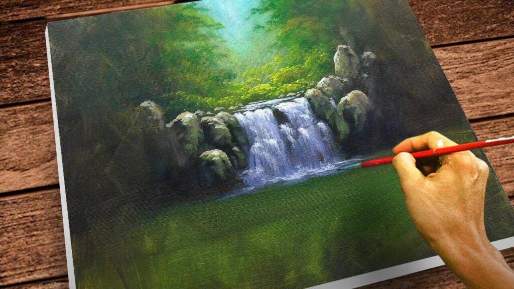 How to Paint Waterfalls in Acrylics – Step-by-Step Tutorial (35 Minutes) | JMLisondra