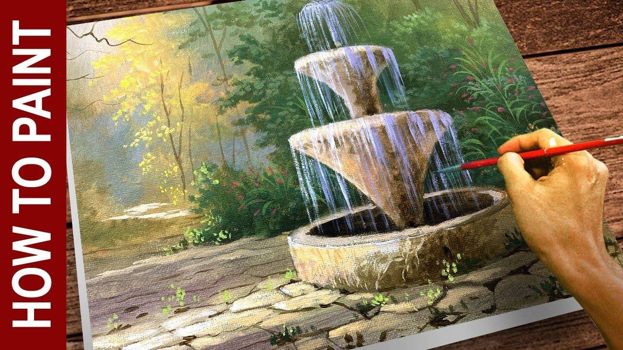 How to Paint a Fountain in Acrylics – Step-by-Step Tutorial (18 Minutes) | JMLisondra