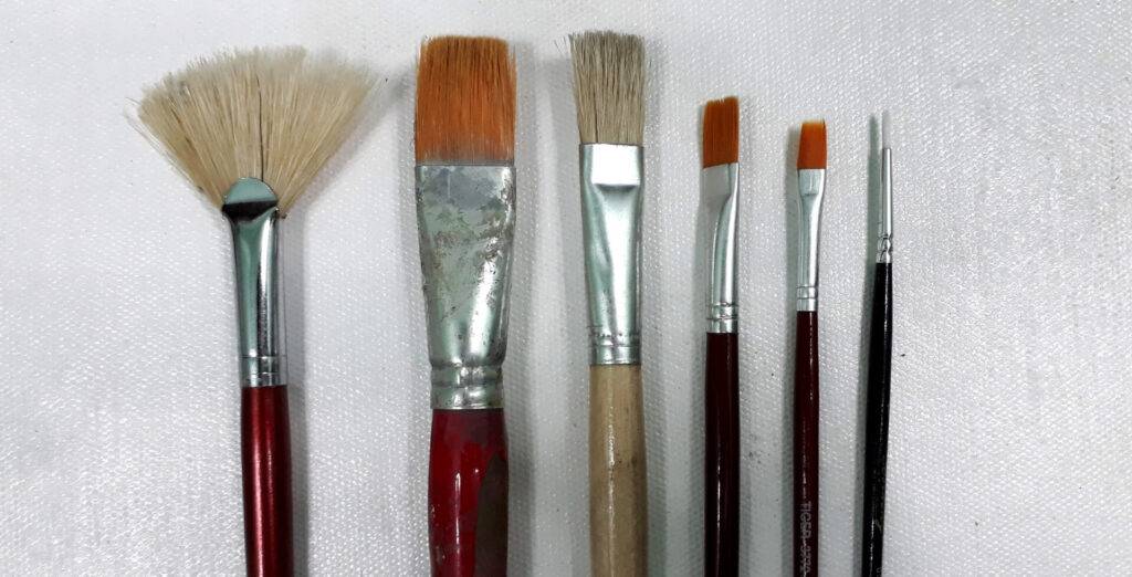 Children Beside the River Full Acrylic Painting Tutorial with Step-by-Step Instructions - brushes