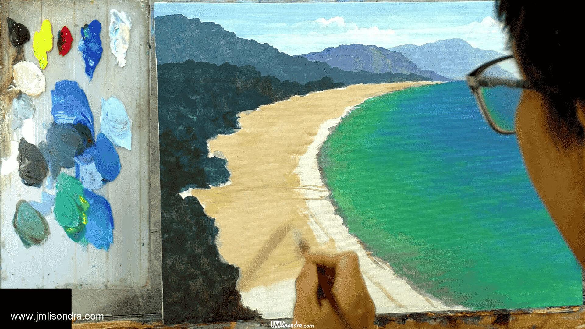 How to Paint Aerial View of the Beach - Full Step by Step Painting Tutorial in Acrylics 4 How to Paint Aerial View of the Beach - Full Step by Step Painting Tutorial in Acrylics - Image 4