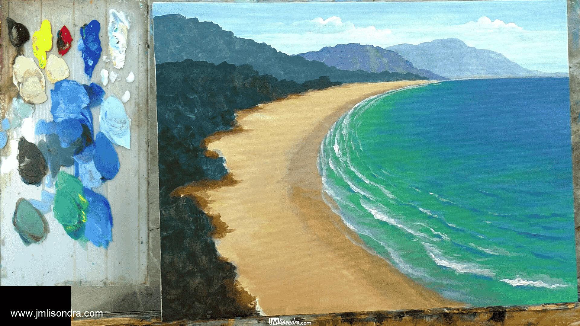 How to Paint Aerial View of the Beach - Full Step by Step Painting Tutorial in Acrylics 5 How to Paint Aerial View of the Beach - Full Step by Step Painting Tutorial in Acrylics - Image 5