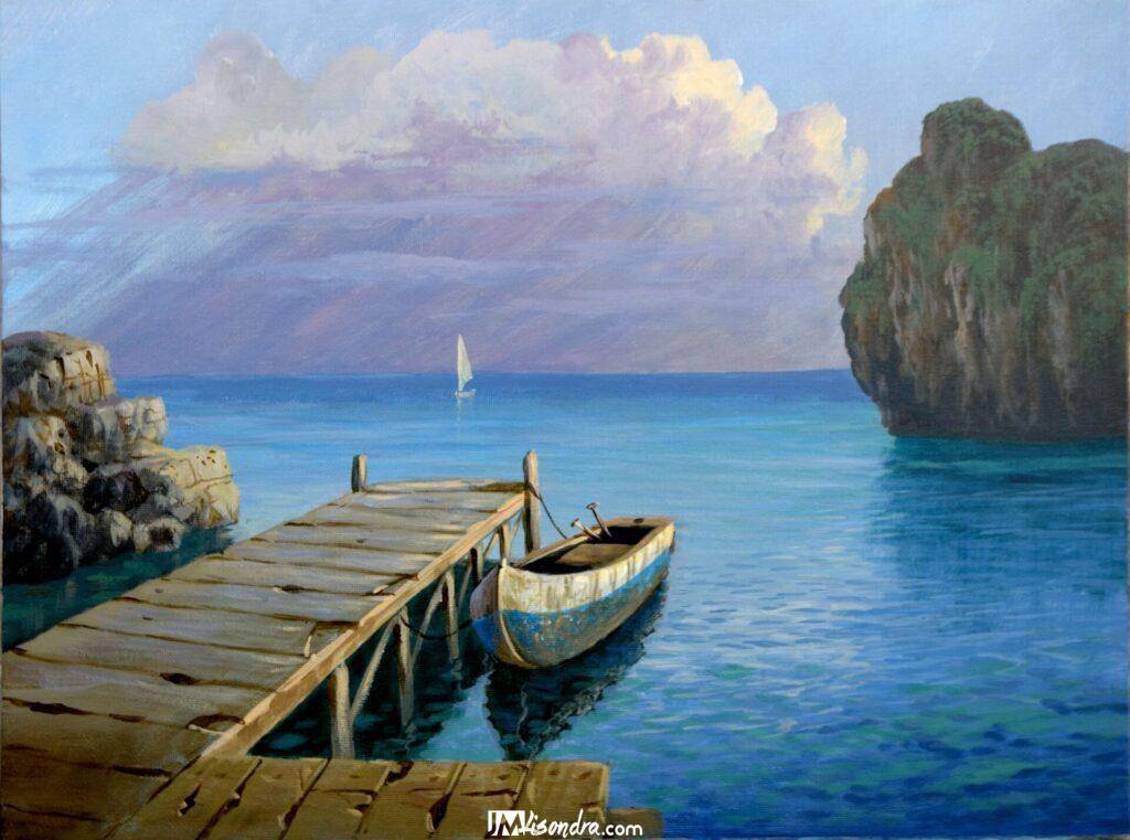 How to Paint Boat on Dock - Full Step by Step Painting Tutorial in Acrylics