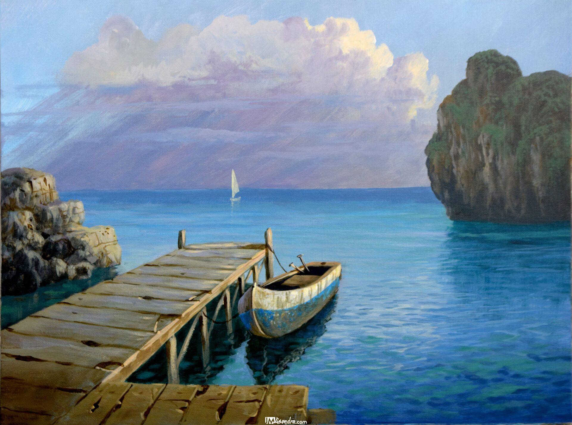 How to Paint Boat on Dock - Full Step by Step Painting Tutorial in Acrylics 1 How to Paint Boat on Dock - Full Step by Step Painting Tutorial in Acrylics