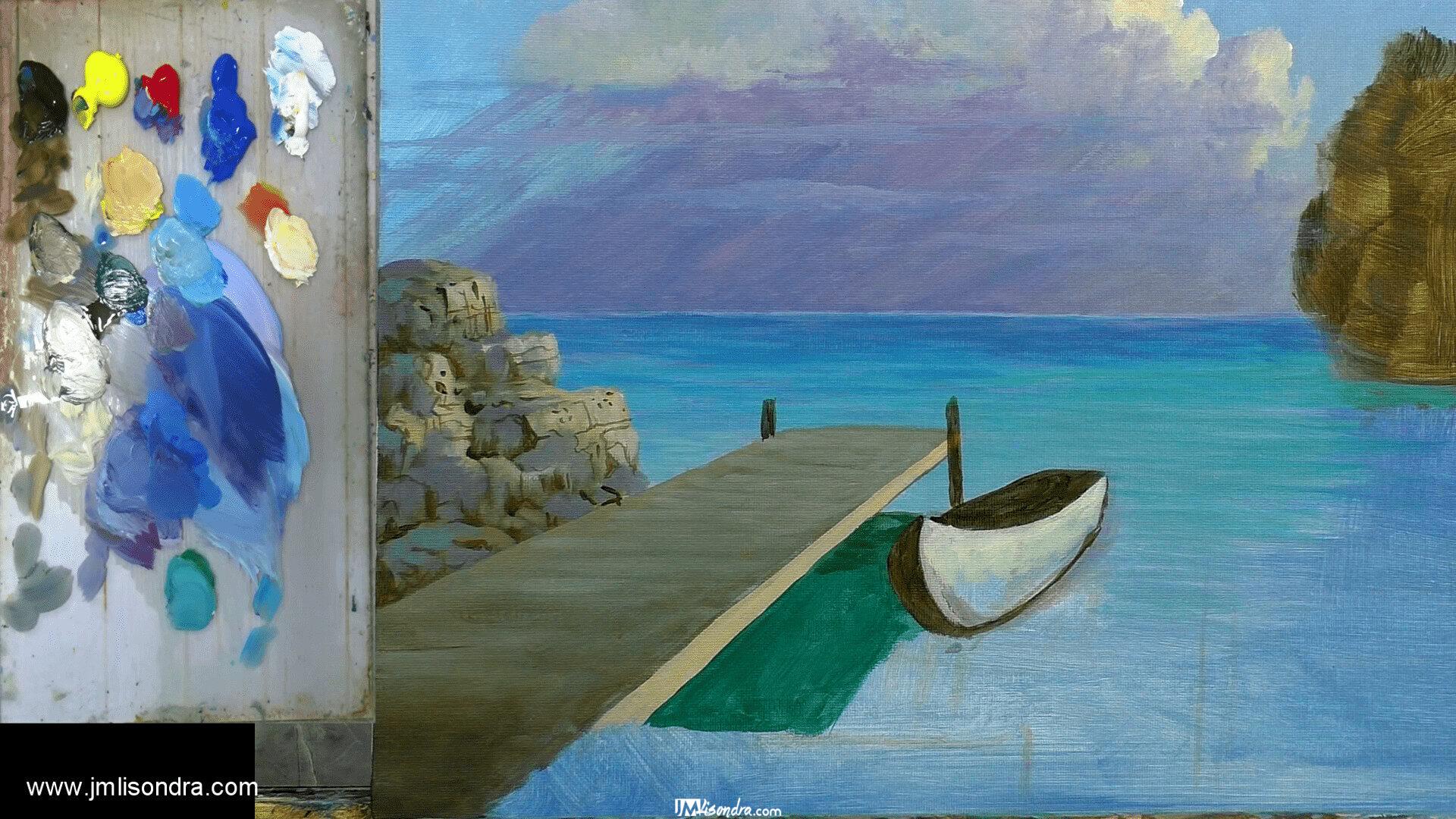 How to Paint Boat on Dock - Full Step by Step Painting Tutorial in Acrylics 4 How to Paint Boat on Dock - Full Step by Step Painting Tutorial in Acrylics - Image 4