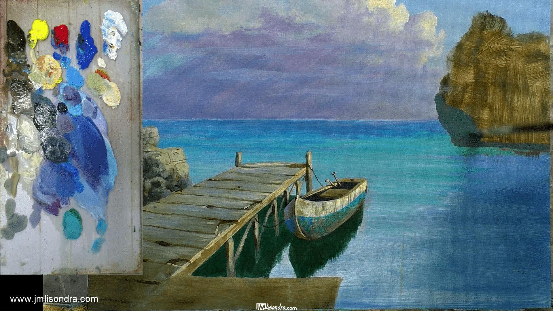 How to Paint Boat on Dock - Full Step by Step Painting Tutorial in Acrylics 5 How to Paint Boat on Dock - Full Step by Step Painting Tutorial in Acrylics - Image 5