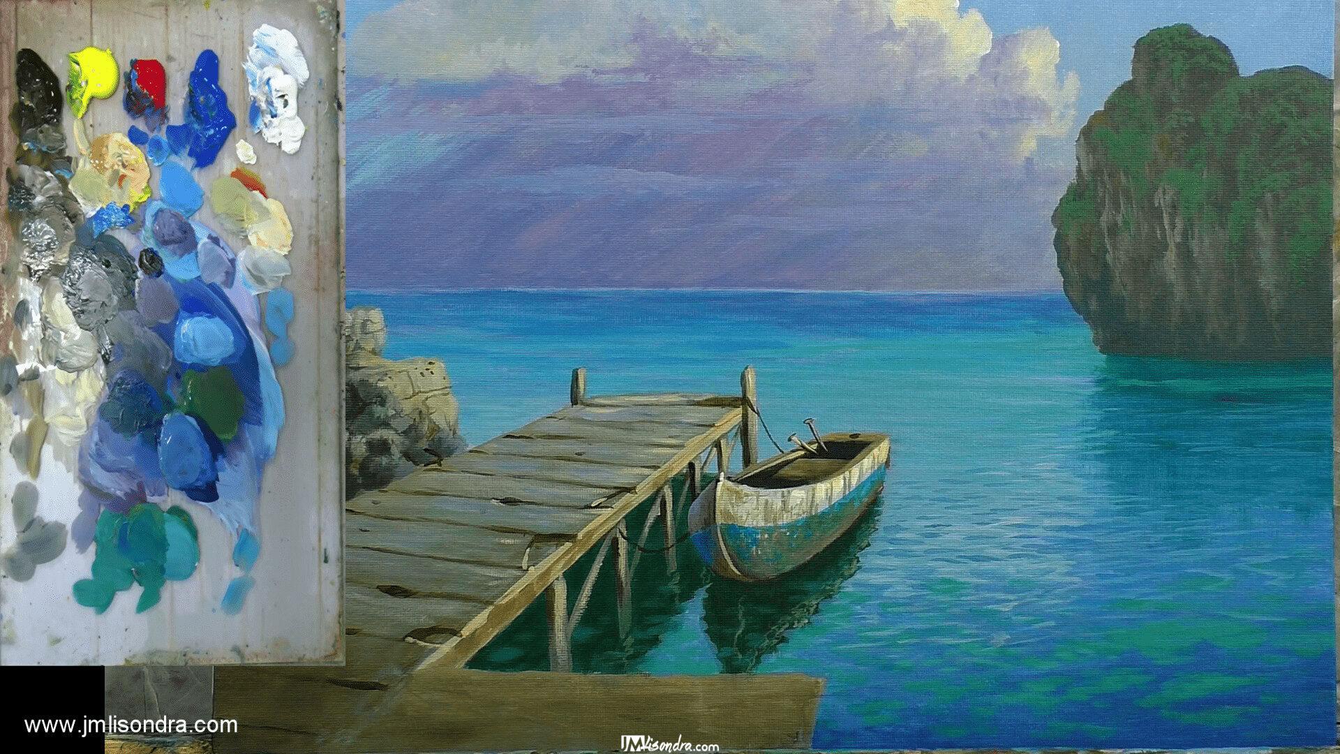 How to Paint Boat on Dock - Full Step by Step Painting Tutorial in Acrylics 6 How to Paint Boat on Dock - Full Step by Step Painting Tutorial in Acrylics - Image 6