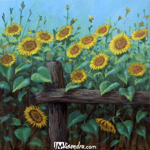 How to Paint Sunflowers on Fence - Full Step by Step Painting Tutorial in Acrylics