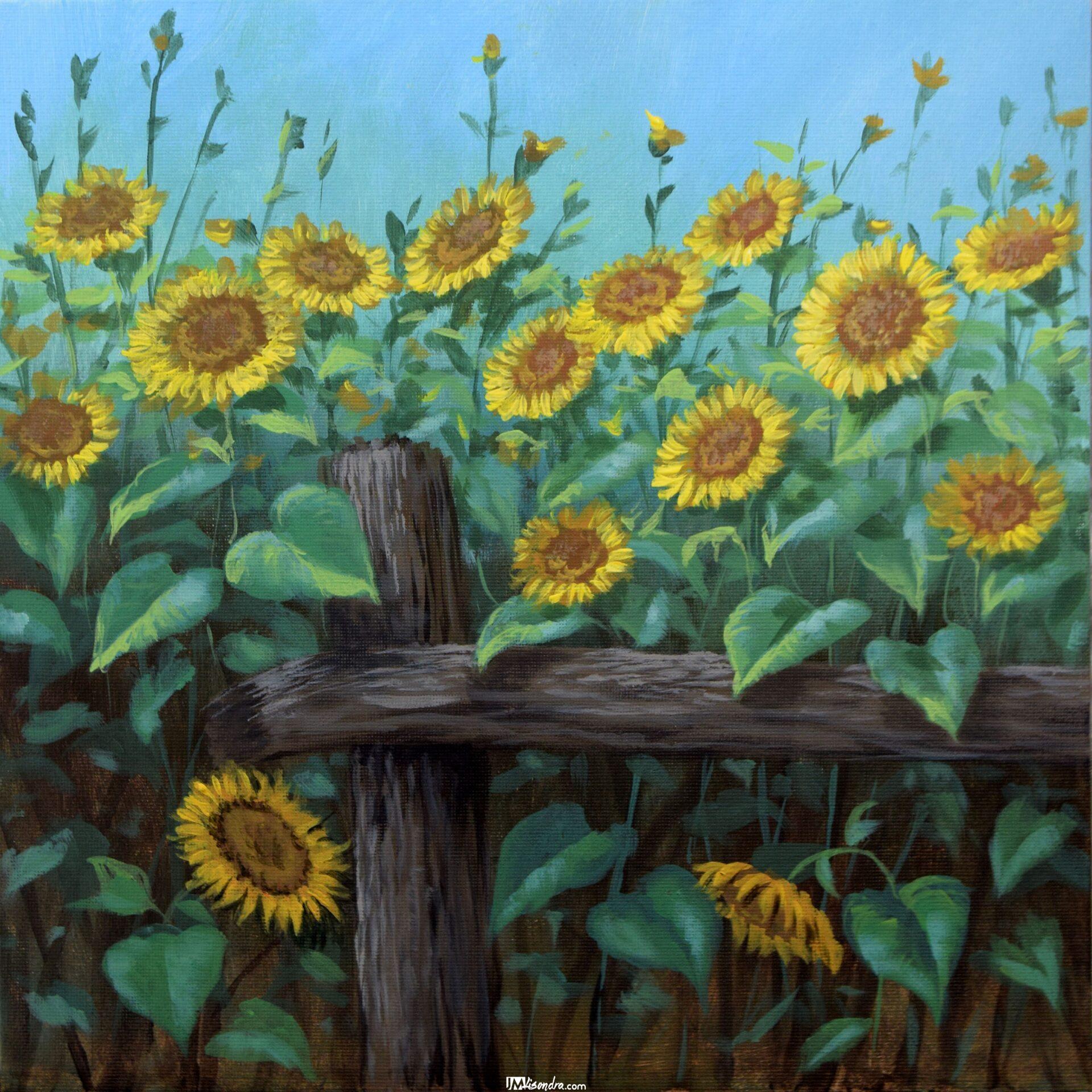 How to Paint Sunflowers on Fence - Full Step by Step Painting Tutorial in Acrylics 1 How to Paint Sunflowers on Fence - Full Step by Step Painting Tutorial in Acrylics