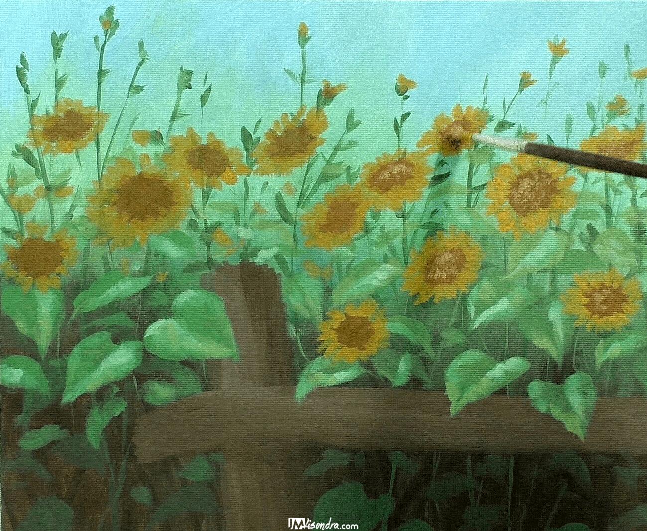 How to Paint Sunflowers on Fence - Full Step by Step Painting Tutorial in Acrylics 6 How to Paint Sunflowers on Fence - Full Step by Step Painting Tutorial in Acrylics - Image 6