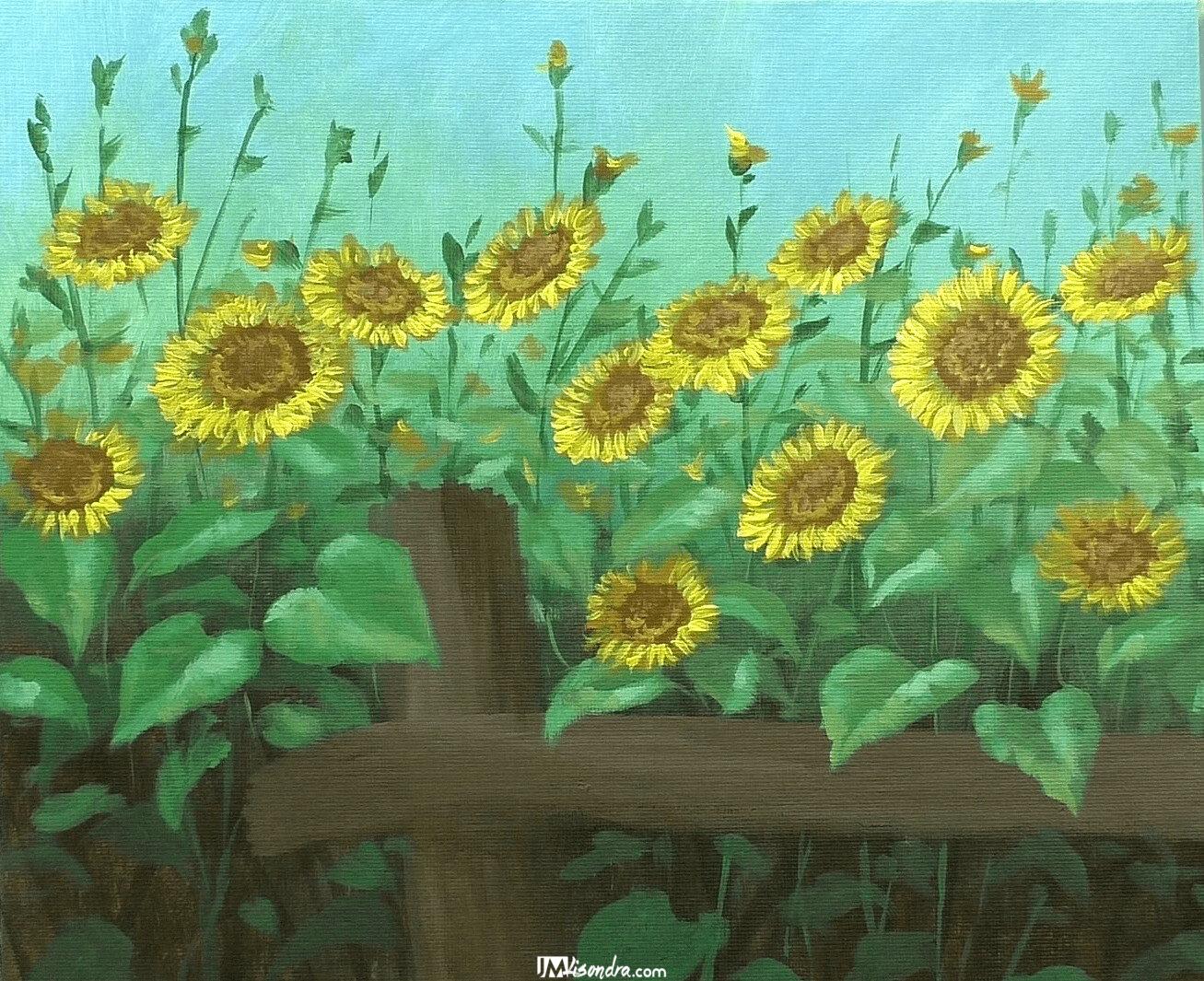 How to Paint Sunflowers on Fence - Full Step by Step Painting Tutorial in Acrylics 7 How to Paint Sunflowers on Fence - Full Step by Step Painting Tutorial in Acrylics - Image 7