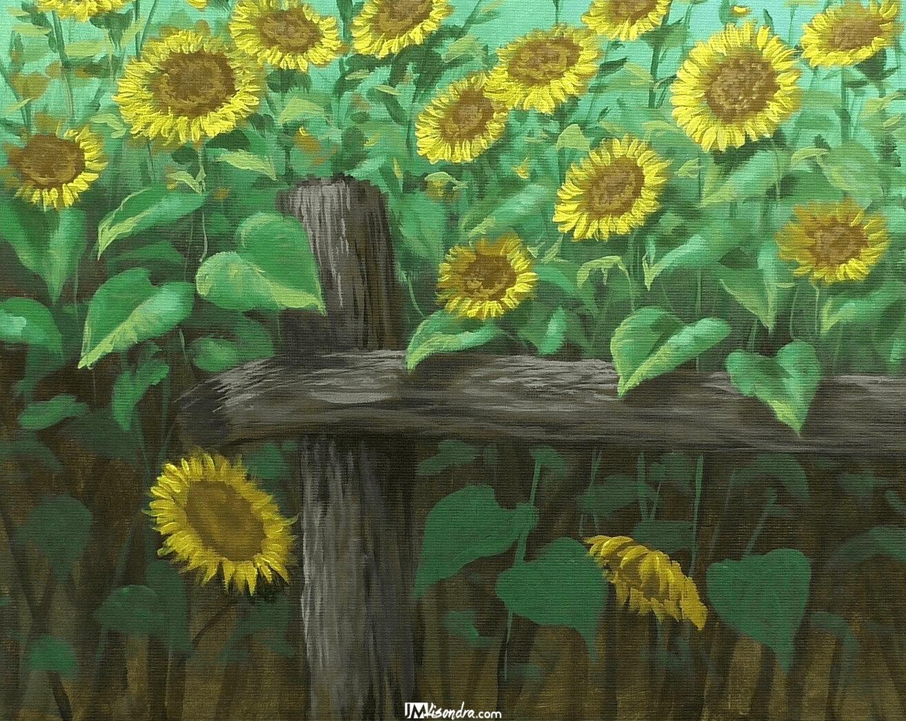 How to Paint Sunflowers on Fence - Full Step by Step Painting Tutorial in Acrylics 8 How to Paint Sunflowers on Fence - Full Step by Step Painting Tutorial in Acrylics - Image 8