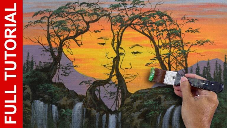 How to Paint a Couple’s Face on Tree Silhouette | Full 1.5 Hour Tutorial | JMLisondra