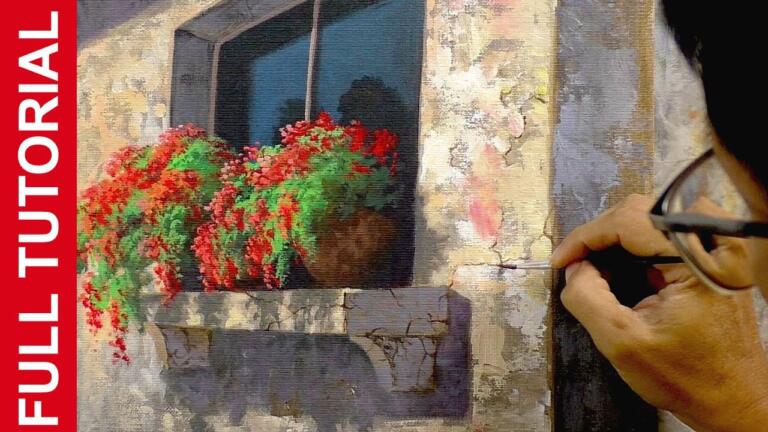 TUTORIAL : How to Paint Old Cocrete Window in Acrylics / JMLisondra