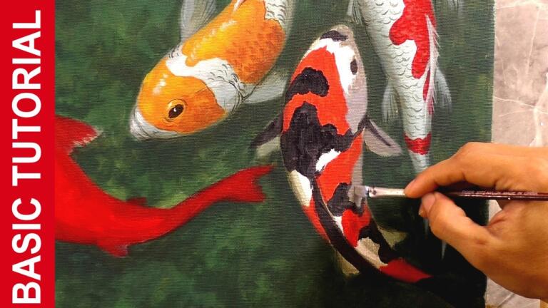 Basic Painting Tutorial / How to Paint Black Orange Koi in Acrylics Step by Step / JMLisondra