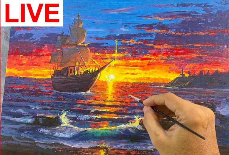 Retouching Old Art: Palette Knife Sunset Acrylic Tutorial